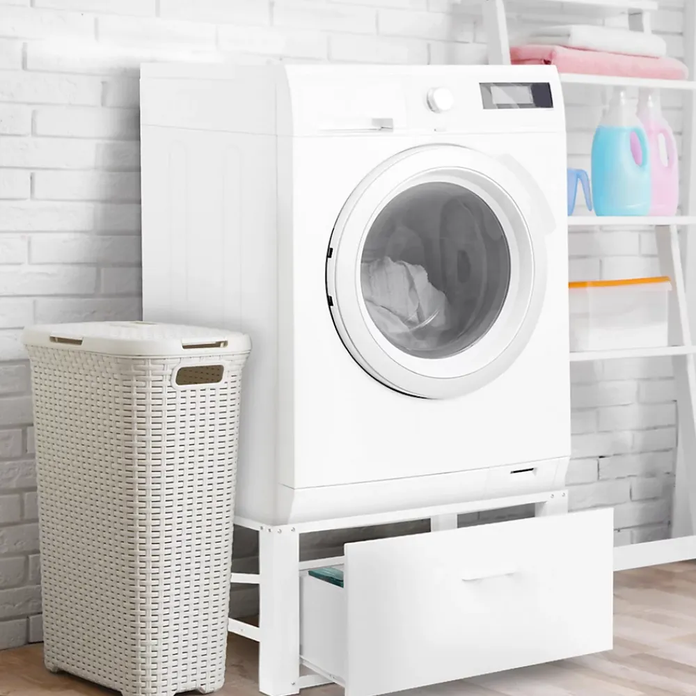 Armoire De Salle De Bains|IDMarket Support pour machine à laver 63 x 54 cm socle réhausseur en métal avec tiroir