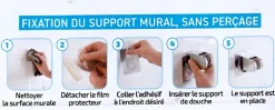Pommeau De Douche, Flexible Et Barre De Douche|MTK Support universel pour douchette adhésif en ABS chromé,