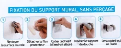 Pommeau De Douche, Flexible Et Barre De Douche|MTK Support universel pour douchette adhésif en ABS noir