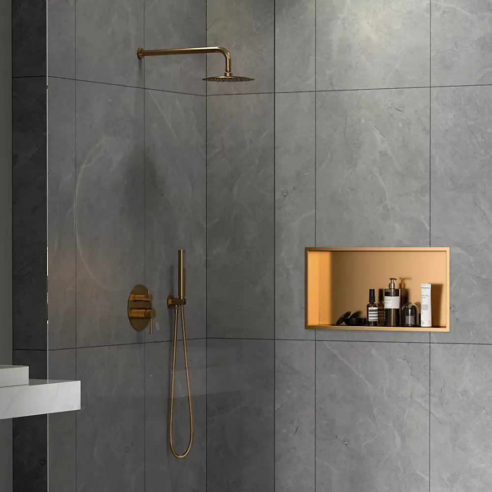 Swiss Aqua Technologies Aurum Niche de Douche à encastrer, Acier Inoxydable 304, 60x30x10cm, Cuivre brossé PVD (SATAURN6030BRG)