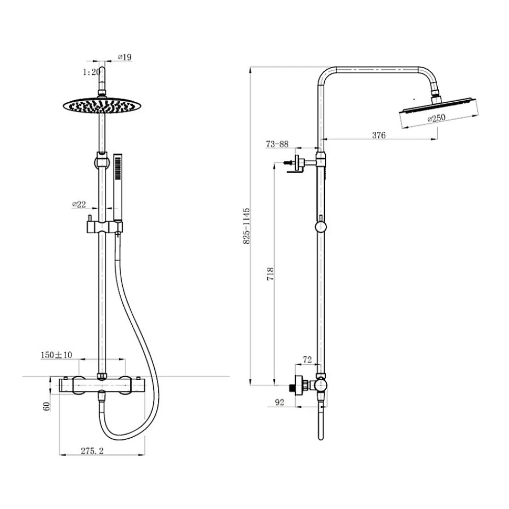 Swiss Aqua Technologies Aurum colonne de douche avec mitigeur thermostatique + douche de tête + douchette à main, métal brossé