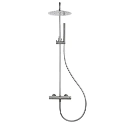 Swiss Aqua Technologies Aurum colonne de douche avec mitigeur thermostatique + douche de tête + douchette à main, métal brossé
