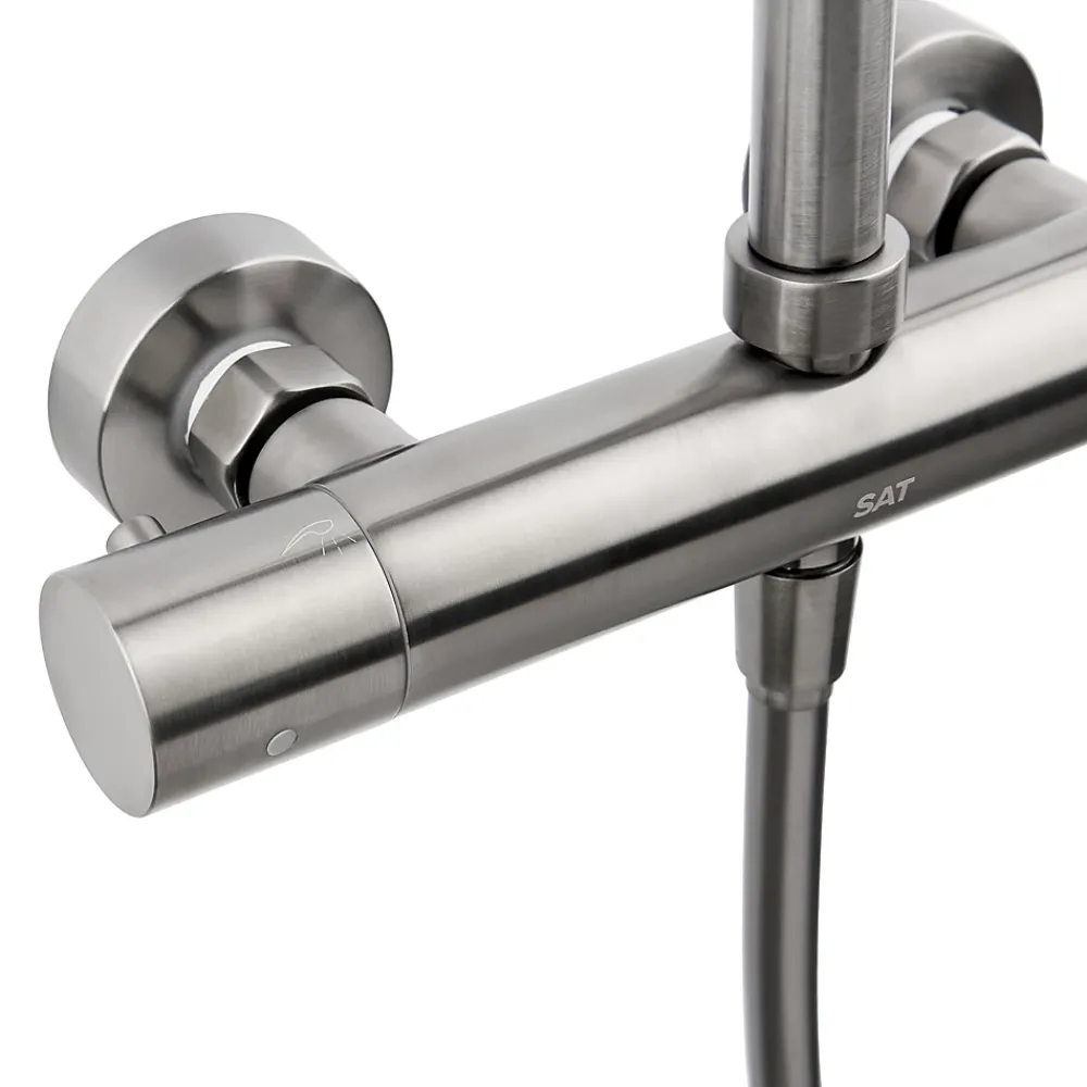 Swiss Aqua Technologies Aurum colonne de douche avec mitigeur thermostatique + douche de tête + douchette à main, métal brossé