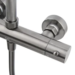 Swiss Aqua Technologies Aurum colonne de douche avec mitigeur thermostatique + douche de tête + douchette à main, métal brossé