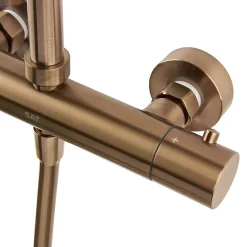 Swiss Aqua Technologies Aurum colonne de douche avec mitigeur thermostatique + douchette 2 jets + douche de tête, or rose brossé