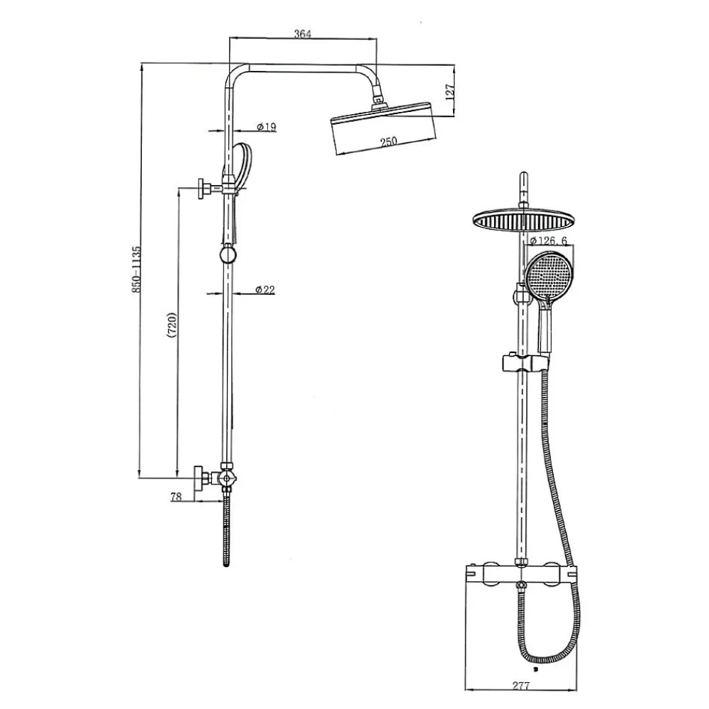 Swiss Aqua Technologies Aurum colonne de douche avec mitigeur thermostatique + douchette 3 jets + douche de tête, noir mat