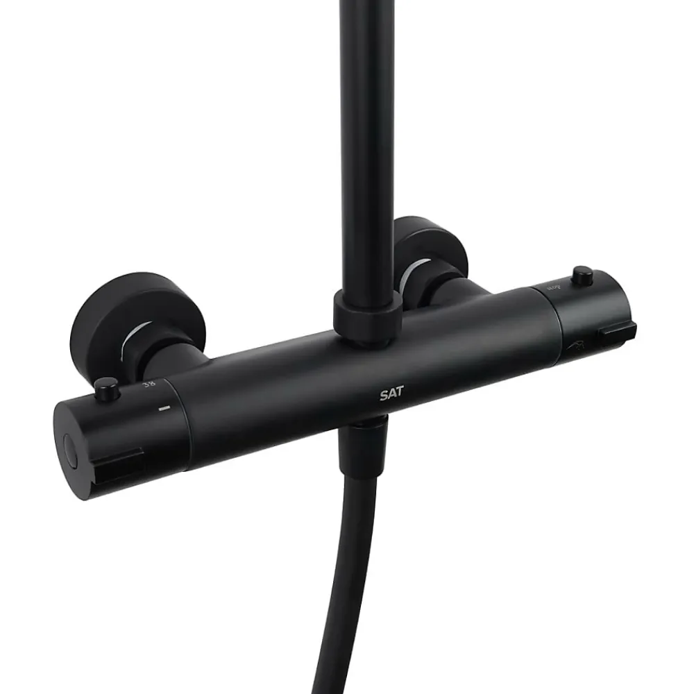 Swiss Aqua Technologies Aurum colonne de douche avec mitigeur thermostatique + douchette 3 jets + douche de tête, noir mat