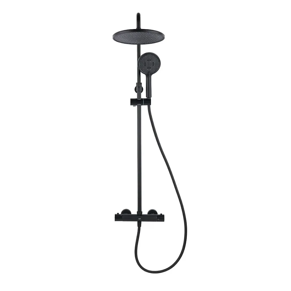 Swiss Aqua Technologies Aurum colonne de douche avec mitigeur thermostatique + douchette 3 jets + douche de tête, noir mat