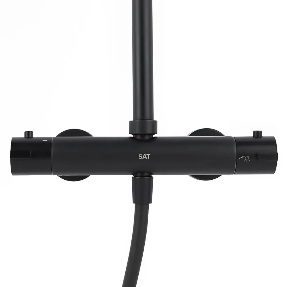 Swiss Aqua Technologies Aurum colonne de douche avec mitigeur thermostatique + douchette 3 jets + douche de tête, noir mat