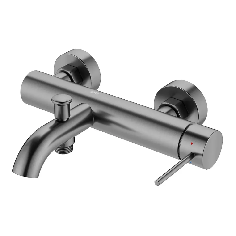 Robinet De Baignoire|Swiss Aqua Technologies Aurum mitigeur de baignoire mural 150 mm à levier sans set de douche, gun metal (SATBAUR222BGM)