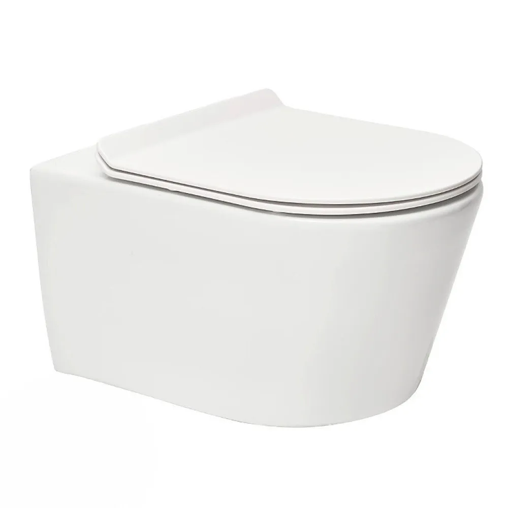Wc Suspendu|Swiss Aqua Technologies Brevis WC suspendu sans bride, fixations invisibles + abattant ultra-fin, softclose (BrevisRimless)