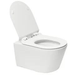 Wc Suspendu|Swiss Aqua Technologies Brevis WC suspendu sans bride, fixations invisibles + abattant ultra-fin, softclose (BrevisRimless)