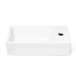 Lavabo|Swiss Aqua Technologies Brevis Lave-mains suspendu avec trou pour robinetterie à droite, 40,5x20,5x10,5cm (SATBRE4020SR)
