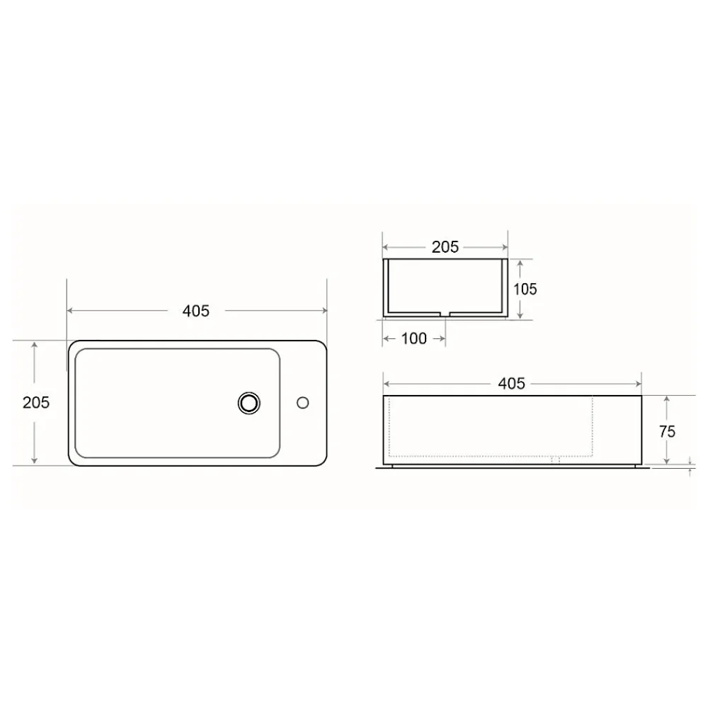 Swiss Aqua Technologies Brevis Lave-mains suspendu avec trou pour robinetterie à gauche, 40,5x20,5x10,5cm (SATBRE4020SL)