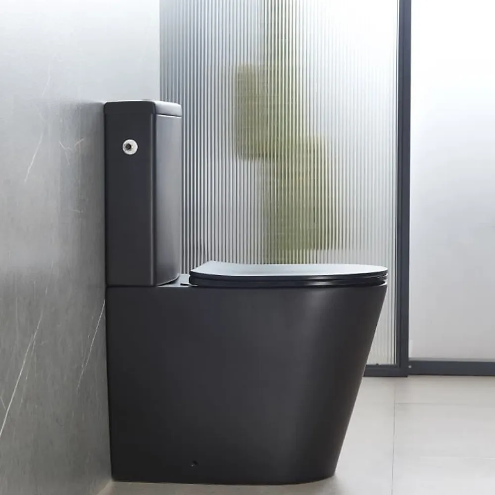 Wc À Poser|Swiss Aqua Technologies Brevis WC à poser sans bride + abattant softclose, noir mat (SATBRE031RREXVPBKM)