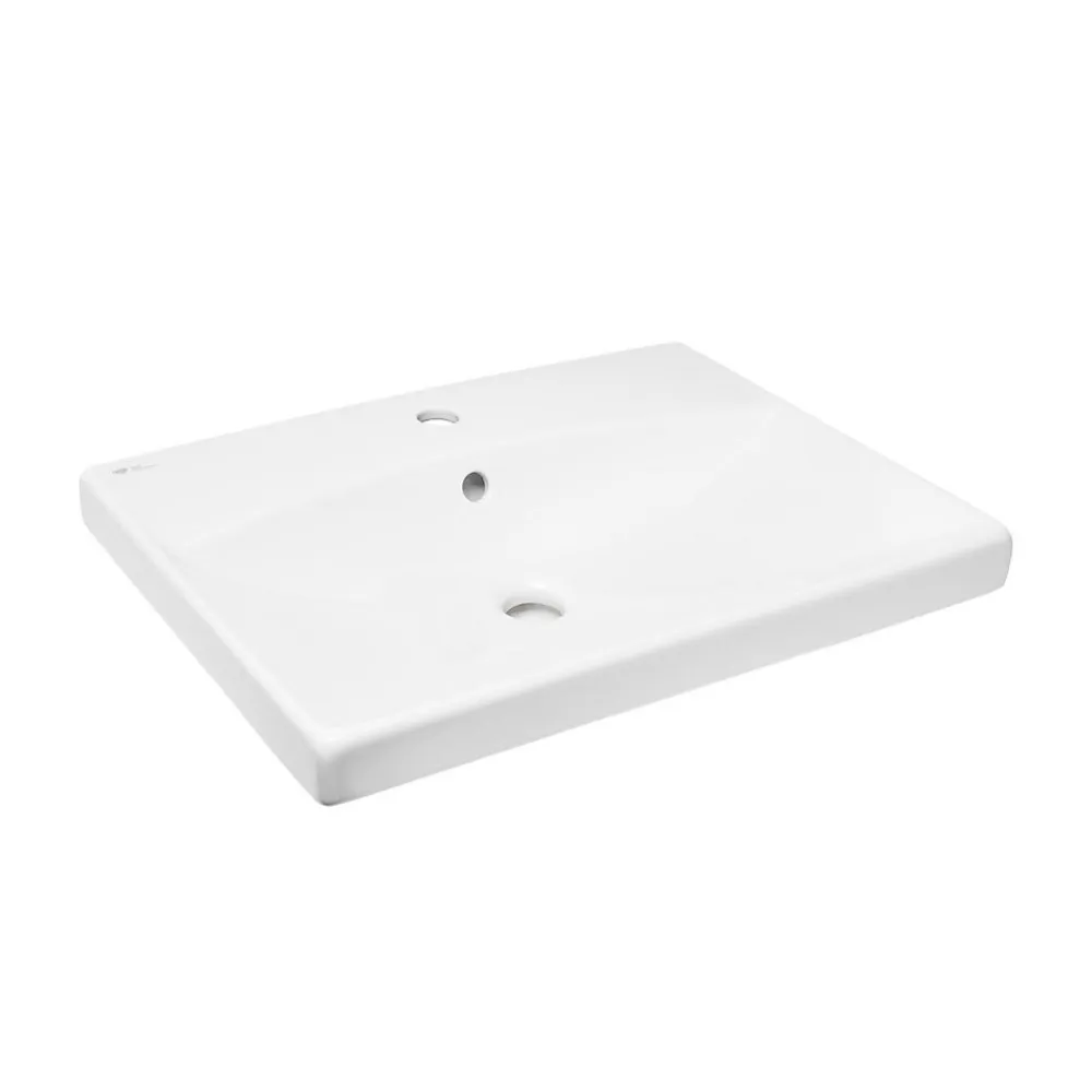 Swiss Aqua Technologies Brevis Lavabo suspendu avec trou pour robinetterie au milieu, 60x45x14cm (SATBRE6045S)