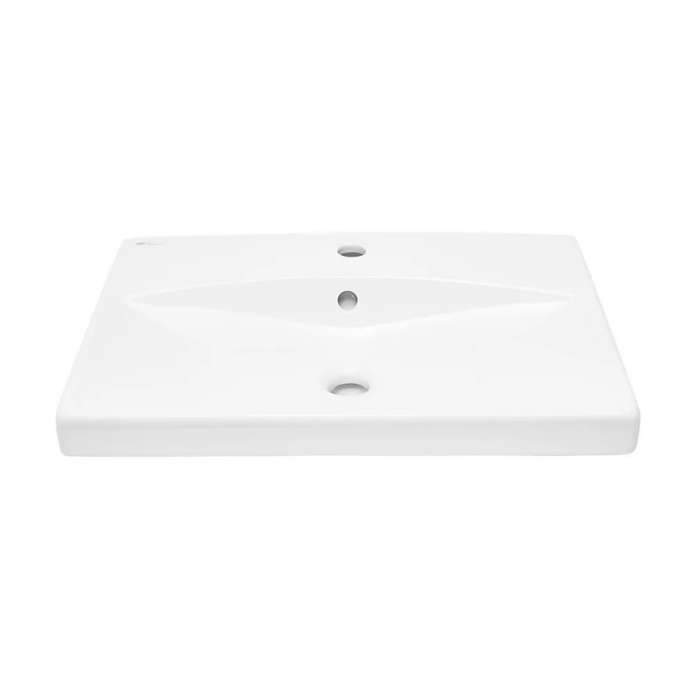 Swiss Aqua Technologies Brevis Lavabo suspendu avec trou pour robinetterie au milieu, 60x45x14cm (SATBRE6045S)