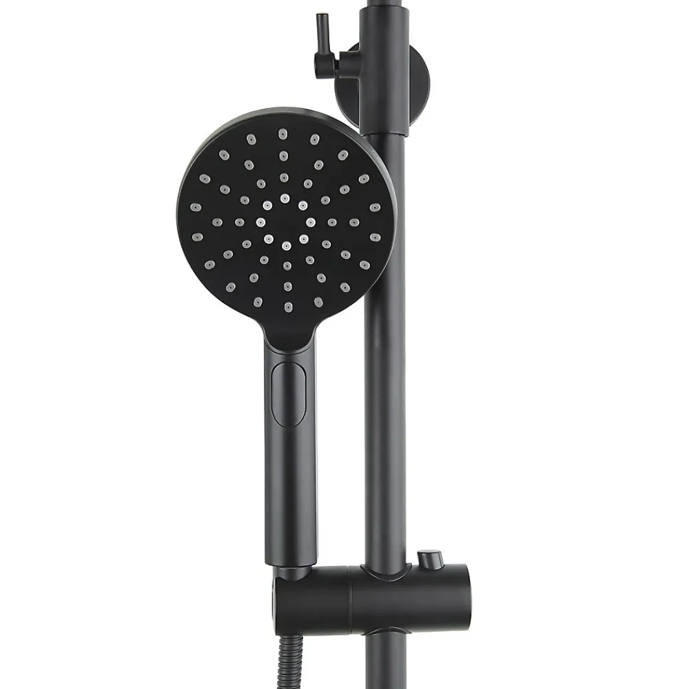 Swiss Aqua Technologies Colonne de douche avec mitigeur mécanique + Douche de tête 200mm + Douchette 3 jets, Noir mat (SATSSPKC)