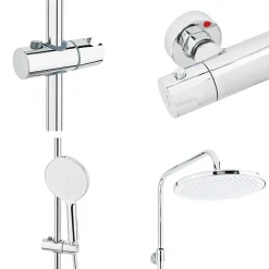 Colonne De Douche Hydromassante|Swiss Aqua Technologies Colonne de douche XXL 250 avec mitigeur thermostatique, Douchette 3 jets, chrome (SATSSTKE)