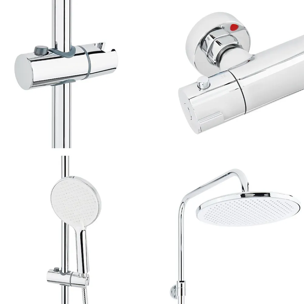 Colonne De Douche Hydromassante|Swiss Aqua Technologies Colonne de douche XXL 250 avec mitigeur thermostatique, Douchette 3 jets, chrome (SATSSTKE)
