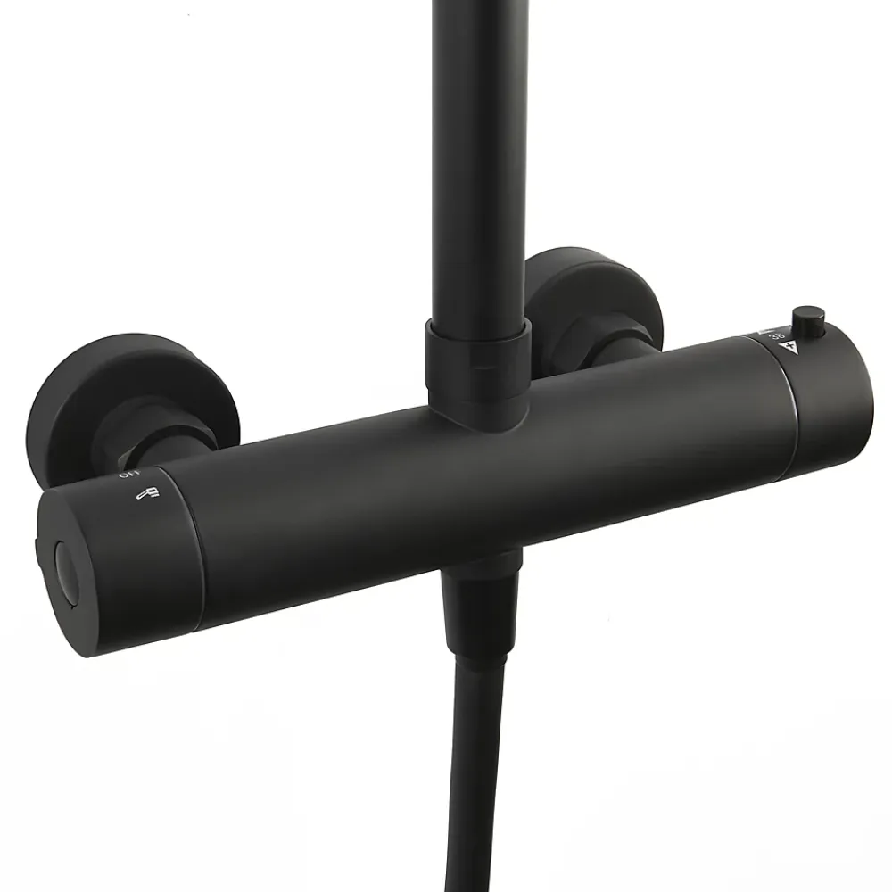 Colonne De Douche Thermostatique|Hansgrohe Swiss Aqua Technologies Colonne de douche XXL 250 avec mitigeur thermostatique, Douchette 3 jets, noir mat (SATSSTKEC)