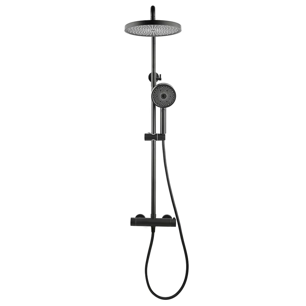 Colonne De Douche Thermostatique|Hansgrohe Swiss Aqua Technologies Colonne de douche XXL 250 avec mitigeur thermostatique, Douchette 3 jets, noir mat (SATSSTKEC)