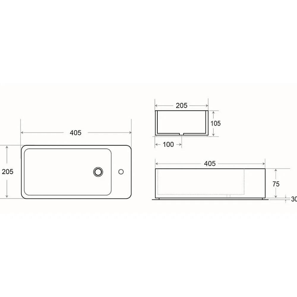 Lavabo|Swiss Aqua Technologies Ensemble lave-mains suspendu avec trou pour robinetterie 40.5x20.5 + Siphon (SATBRE4020SL-SET2)