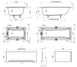 Swiss Aqua Technologies Fusion 170 x 70 cm Baignoire droite en acrylique, sans pieds, blanc (SIKOVR170)