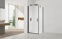 Paroi De Douche|Swiss Aqua Technologies Fusion ensemble porte pivotante /paroi 100x80cm anticalcaire avec profilés noir mat (SATFUD100S80C)
