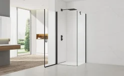 Paroi De Douche|Swiss Aqua Technologies Fusion ensemble porte pivotante /paroi 100x80cm anticalcaire avec profilés noir mat (SATFUD100S80C)