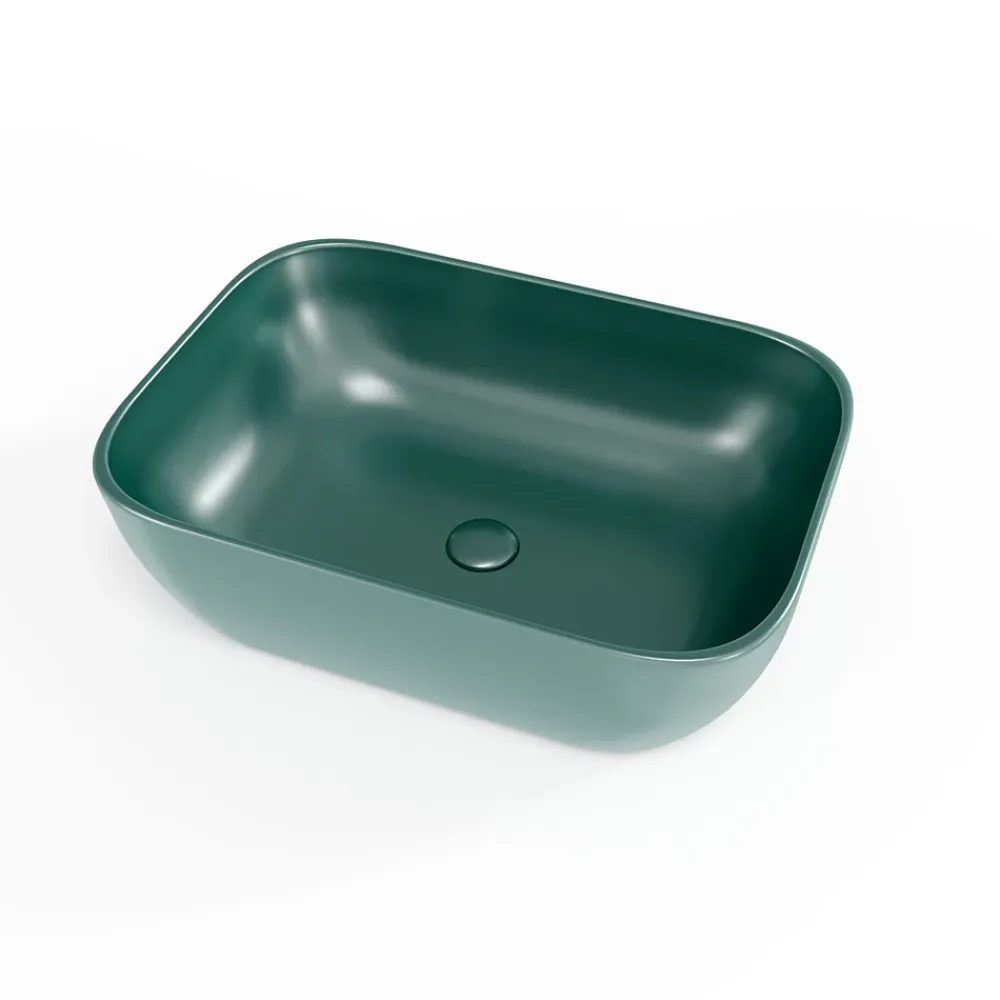 Swiss Aqua Technologies Infinitio Vasque à poser 45,5 x 32,5 x 13,5 cm, sans trop-plein, Vert foncé mat (SATINF4532DGEM)