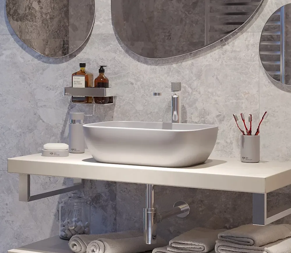 Vasque À Poser|Swiss Aqua Technologies Infinitio Vasque à poser 45,5 x 32,5 x 13,5 cm, sans trop-plein, Gris mat (SATINF4532LGRM)