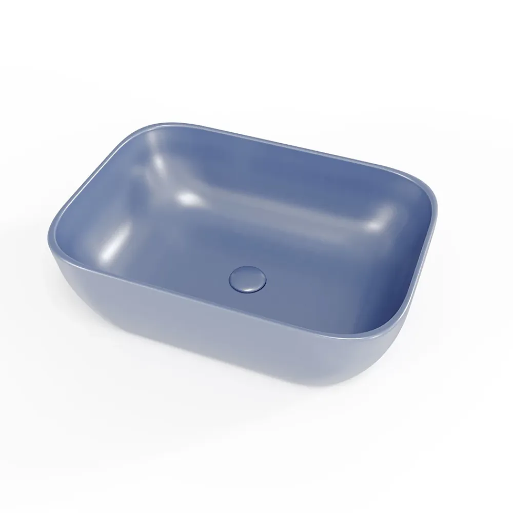 Vasque À Poser|Swiss Aqua Technologies Infinitio Vasque à poser 45,5 x 32,5 x 13,5 cm, sans trop-plein, Bleu foncé mat (SATINF4532DBLM)