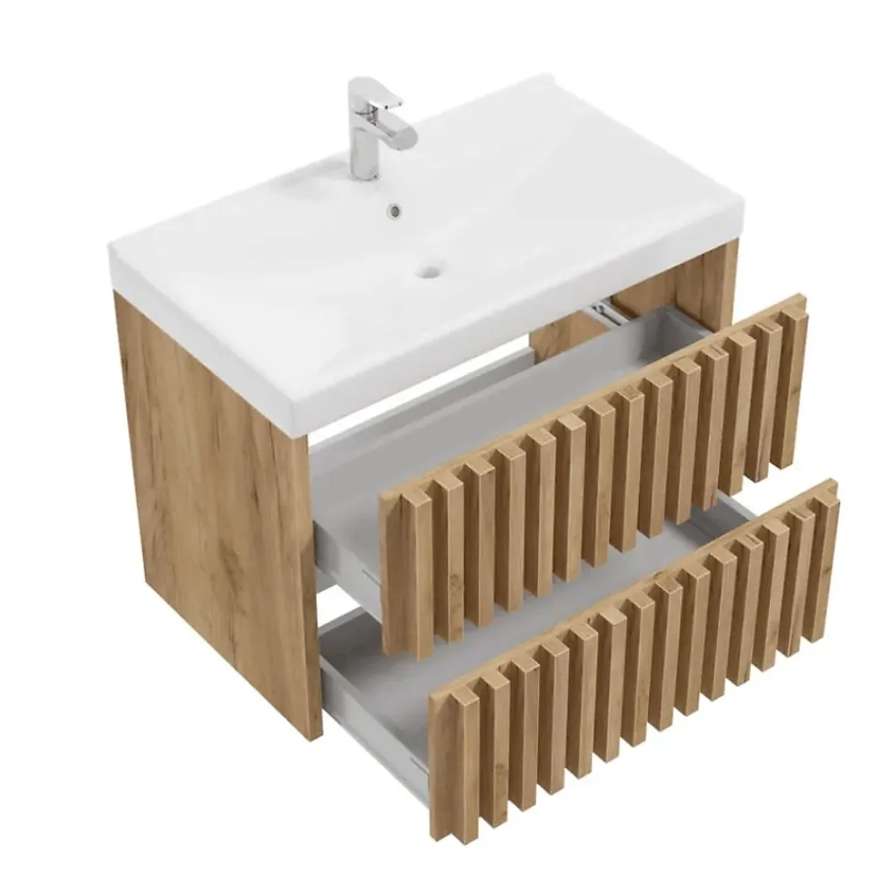 Swiss Aqua Technologies Meuble de salle de bain avec lavabo SAT Delano 80x46 cm chêne mat (DELANO80ZDUM)
