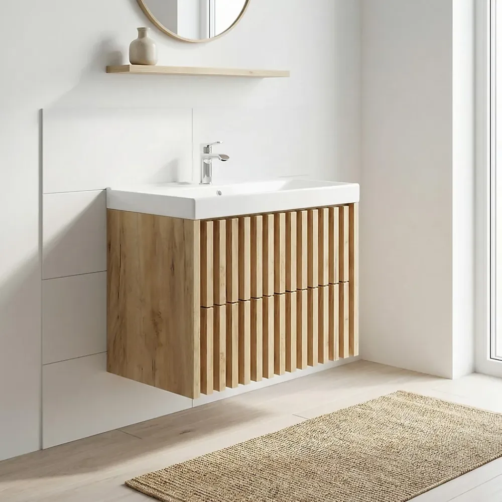 Swiss Aqua Technologies Meuble de salle de bain avec lavabo SAT Delano 80x46 cm chêne mat (DELANO80ZDUM)