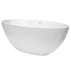 Baignoire Droite|Swiss Aqua Technologies Meda Baignoire ilot autoportante 167x82,3 cm en marbre coulé 309L, sans pieds, blanc (SATME1670):