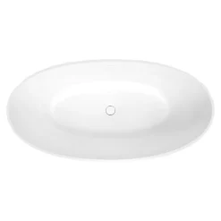 Baignoire Droite|Swiss Aqua Technologies Meda Baignoire ilot autoportante 167x82,3 cm en marbre coulé 309L, sans pieds, blanc (SATME1670):