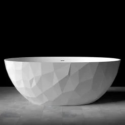 Baignoire Droite|Swiss Aqua Technologies Meda Baignoire ilot autoportante 167x82,3 cm en marbre coulé 309L, sans pieds, blanc (SATME1670):