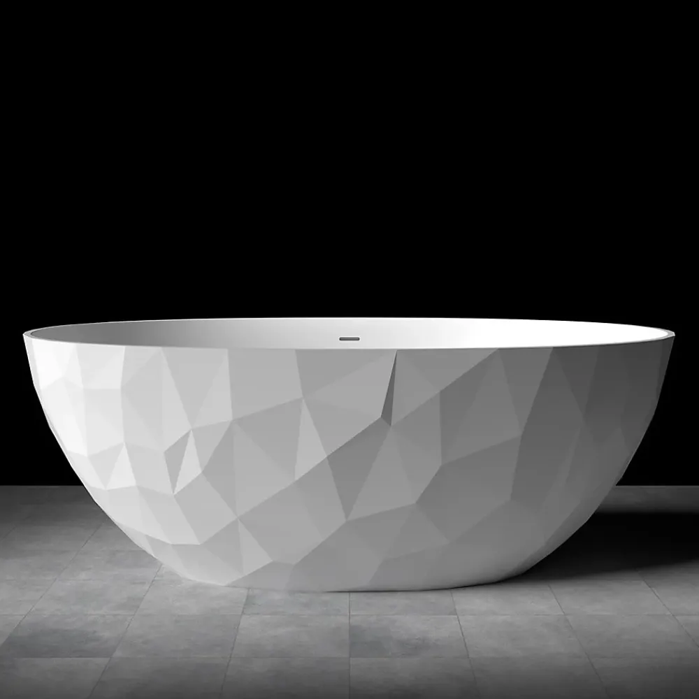 Baignoire Droite|Swiss Aqua Technologies Meda Baignoire ilot autoportante 167x82,3 cm en marbre coulé 309L, sans pieds, blanc (SATME1670):