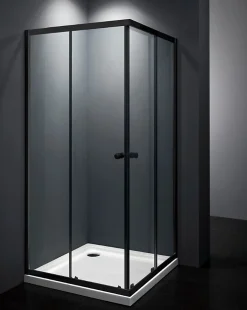 Paroi De Douche|Porte De Douche|Swiss Aqua Technologies SAT PROJECT Douche 90x90cm coulissante avec profilé noir mat (SATPROMUQ90CT)
