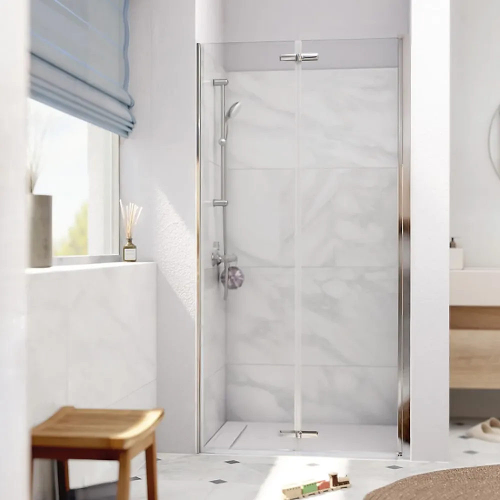 Swiss Aqua Technologies SK Porte de douche 100x196cm pliante anticalcaire avec profilé chrome brillant (SATSK100NIKA)