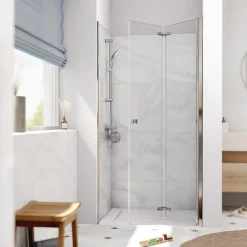 Swiss Aqua Technologies SK Porte de douche 100x196cm pliante anticalcaire avec profilé chrome brillant (SATSK100NIKA)