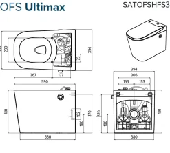 Wc À Poser|Swiss Aqua Technologies Ultimax WC hybride avec réservoir intégré et abattant frein de chute (SATOFSHFS3)