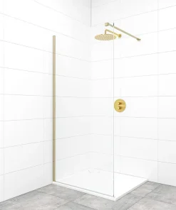 Paroi De Douche|Swiss Aqua Technologies Walk-in 100x200cm Paroi Crystal Glass 8mm anticalcaire+bras et profilés Laiton (SATBWI100PRMO)