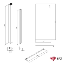 Swiss Aqua Technologies Walk-in 90x200cm Paroi en verre Crystal Glass 8 mm anticalcaire, avec bras et profilés Laiton