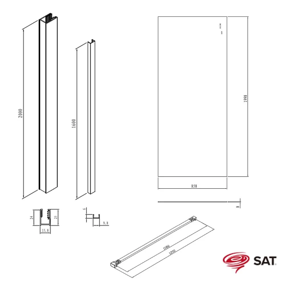 Swiss Aqua Technologies Walk-in 90x200cm Paroi Crystal Glass 8mm anticalcaire+bras&profilés chrome brillant (SATBWI90PR)