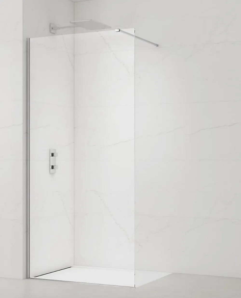 Swiss Aqua Technologies Walk-in 90x200cm Paroi Crystal Glass 8mm anticalcaire+bras&profilés chrome brillant (SATBWI90PR)