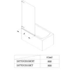 Pare-Baignoire|Swiss Aqua Technologies 150x80 cm TGD NEW Pare-baignoire pivotant en verre, orientation gauche et droite, chrome (SATTGVZO150CRT)