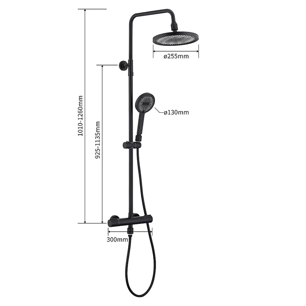 Homelody Système de Douche avec Filtre et Thermostat Noir avec Douchette à Main à 3 Types de Jets et Douche de Tête de 25 cm