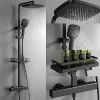Homelody Système de Douche avec Thermostat et Tablette de Douche Noir - Ensemble Complet de Robinetterie de Douche